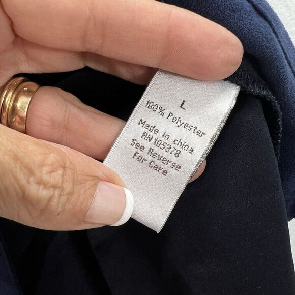 Drapers & Damons Vest Large Navy Blue Utility Pockets Cinch Waist Gold Buttons - Picture 11 of 11